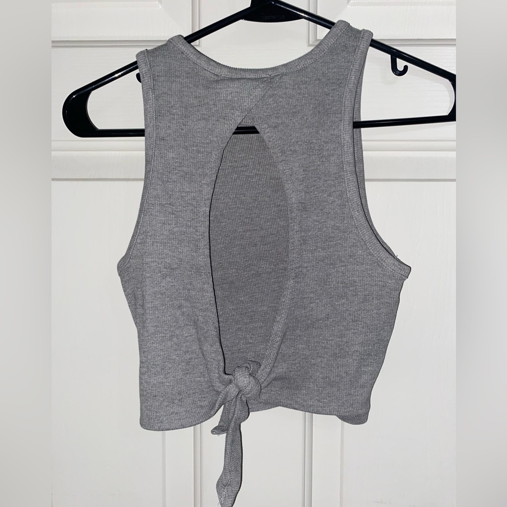 Grey open back crop top
